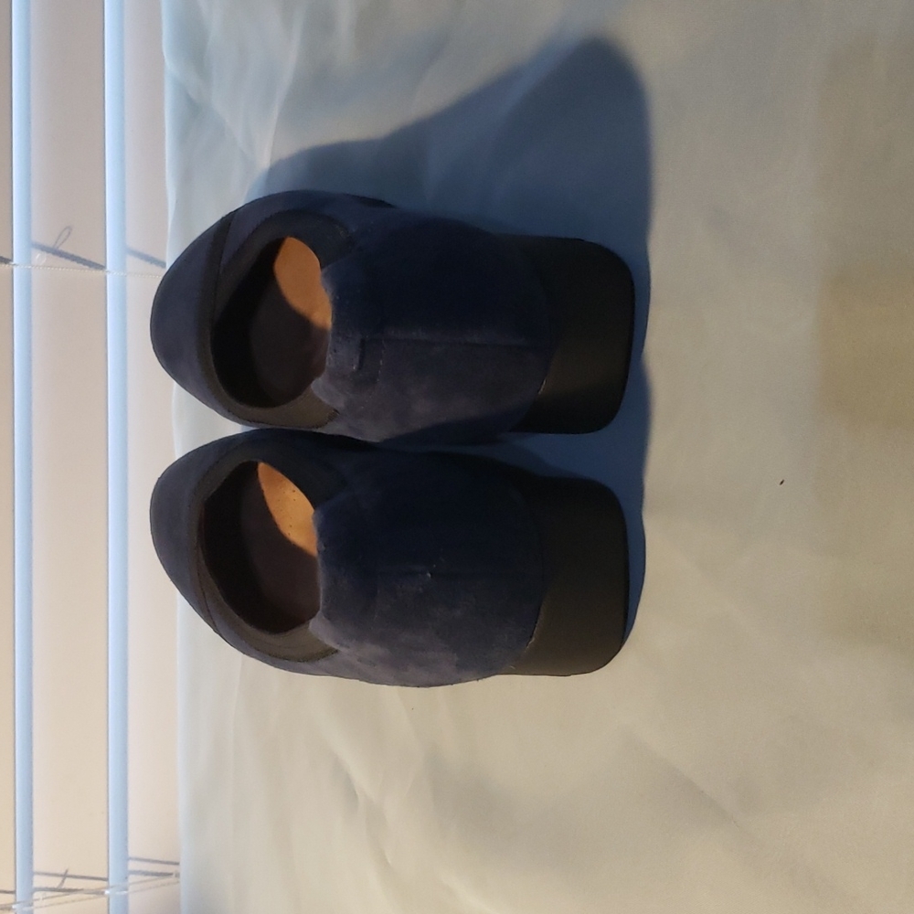 Clarks navy suede wedge slip on shoes 7.5 - Picture 4 of 6